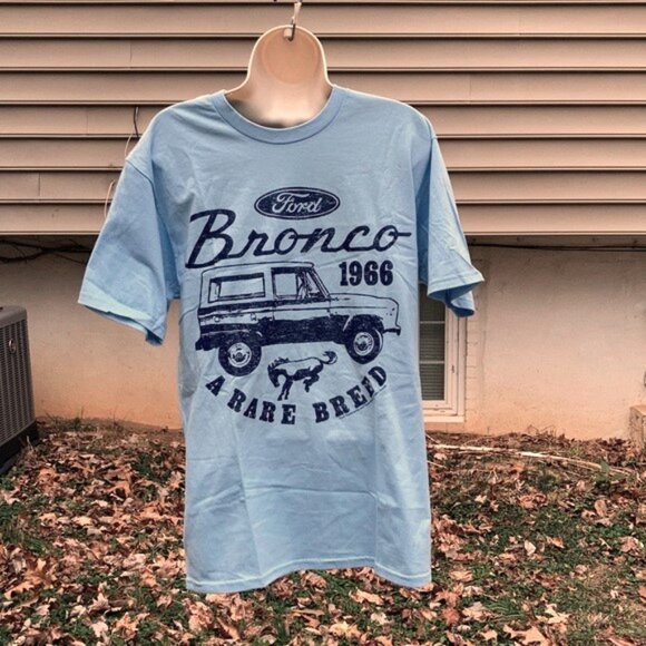 FORD BRONCO Short Sleeves Blue Graphic Tee Classic Truck Mens Medium - Picture 2 of 10